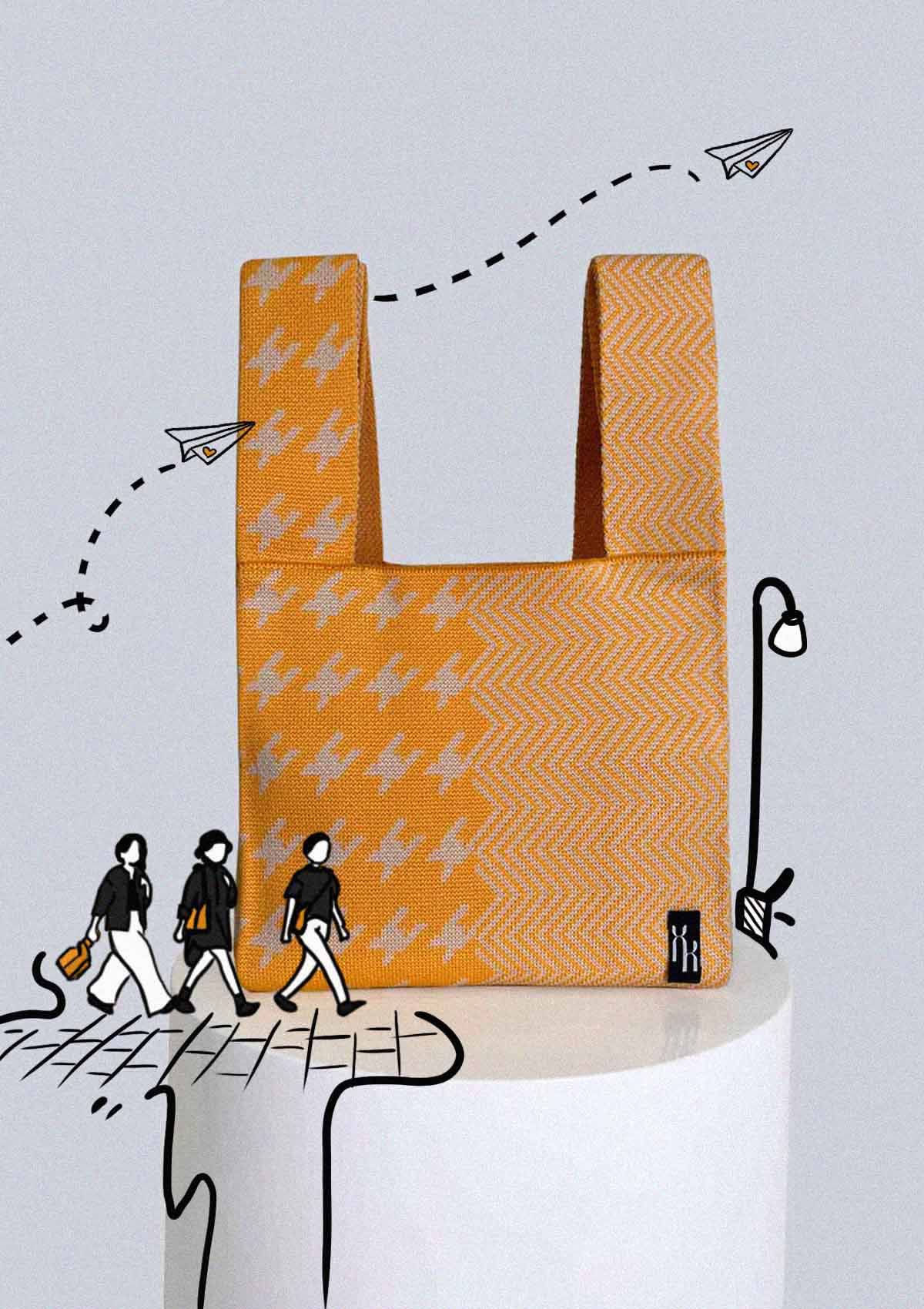 Oh La La! Yellow Checkmate Knot Bag