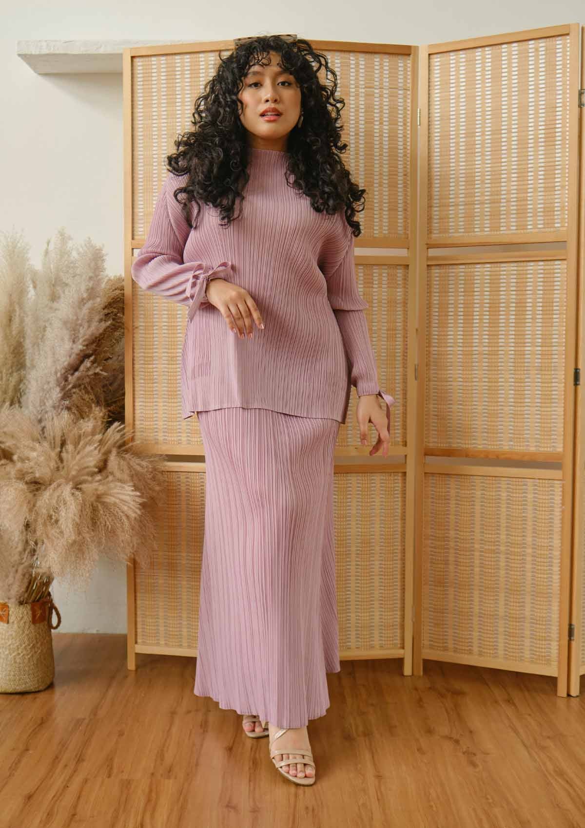 Arabella Blush Pink Ribbon Tie Pleated Top