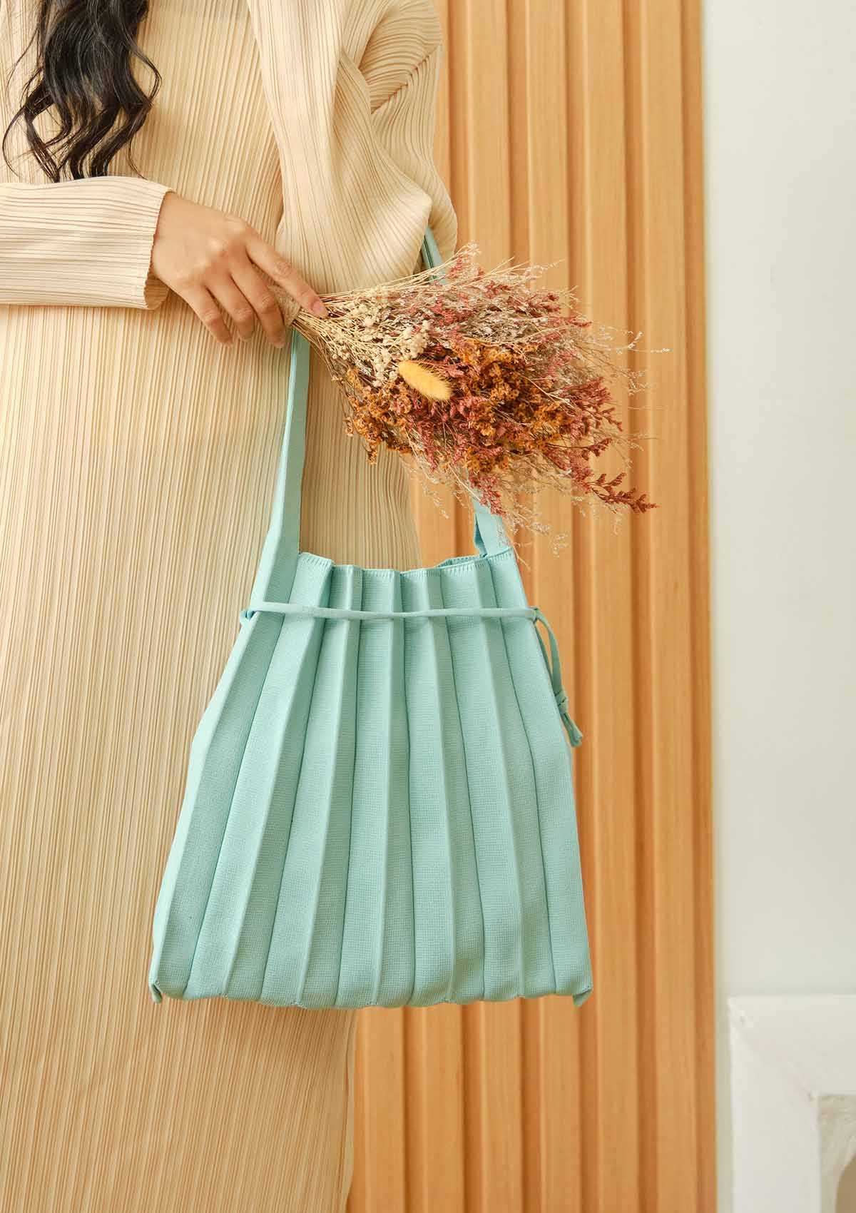 Jovial Mint Green Knit Tote Bag