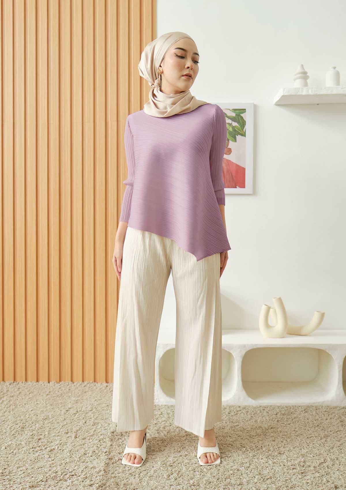 Jane Blush Pleated Asymmetric Top