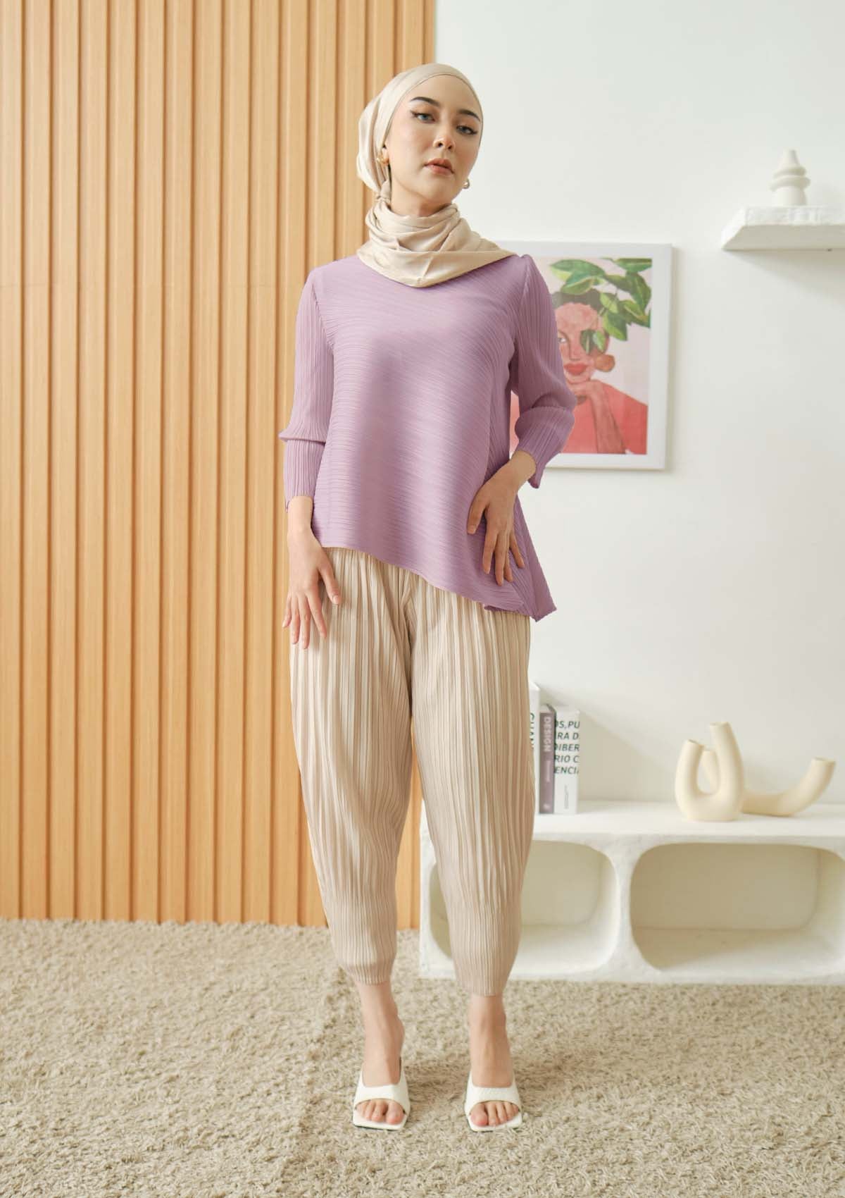 Jane Blush Pleated Asymmetric Top