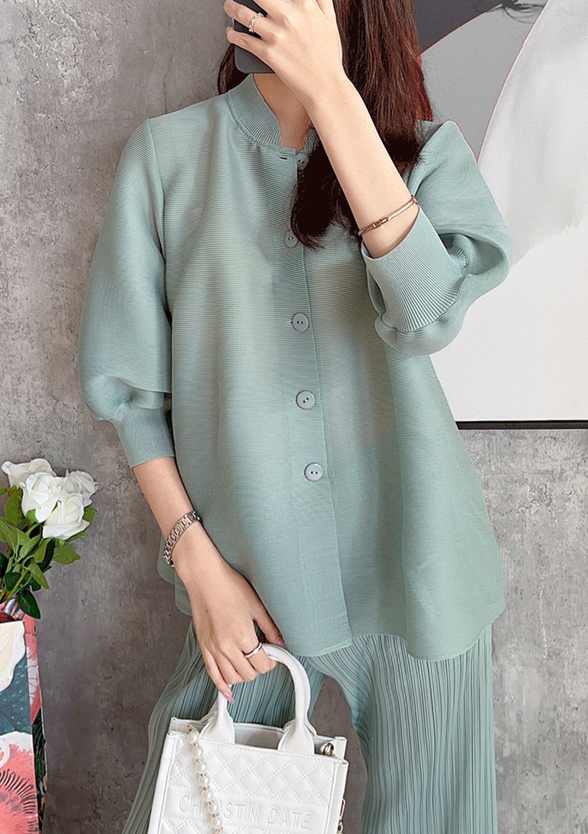 Moana Misty Puff Sleeves Pleated Top