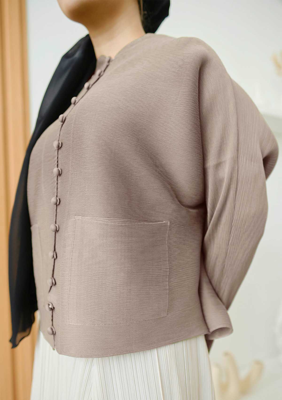 Riley Khaki Front Pocket Pleated Top