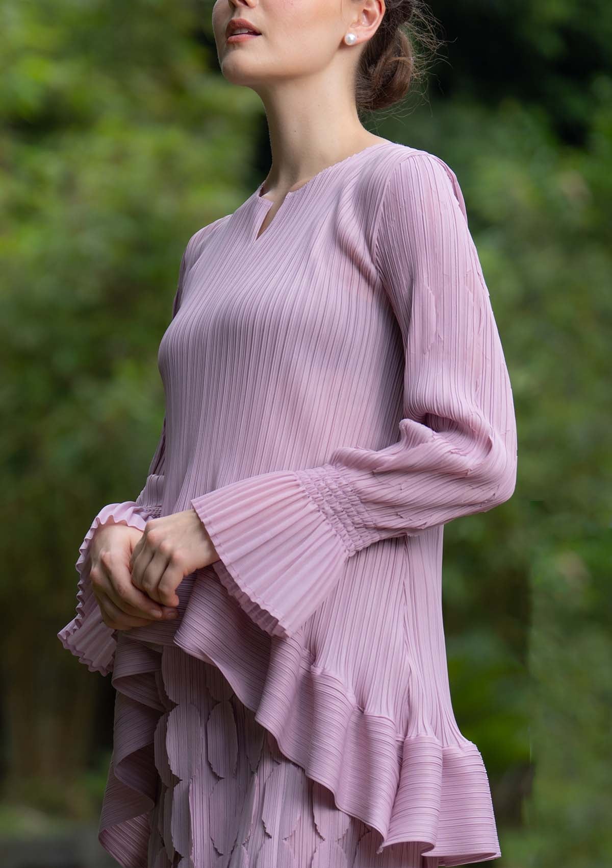 Savannah Mauve Pink Pleated Kurung Set