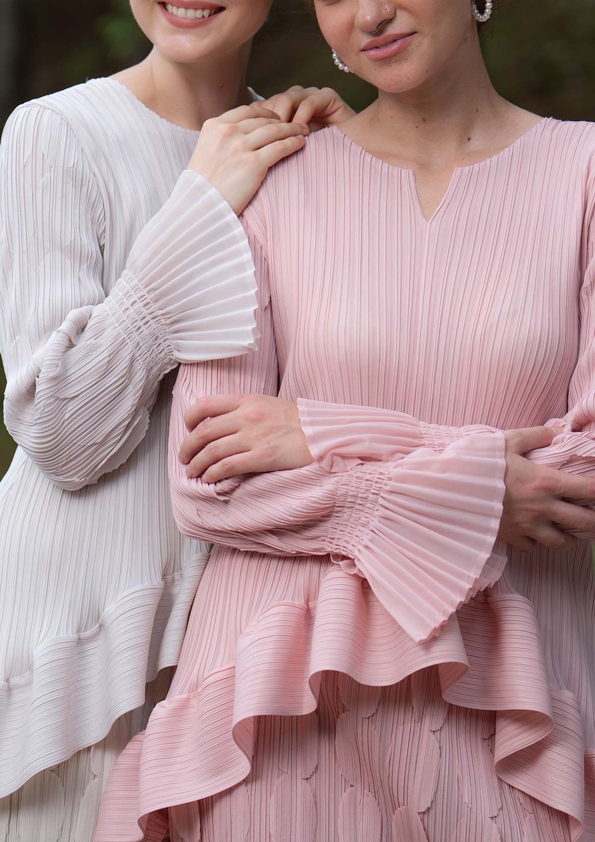 Savannah Blossom Pink Pleated Kurung Set