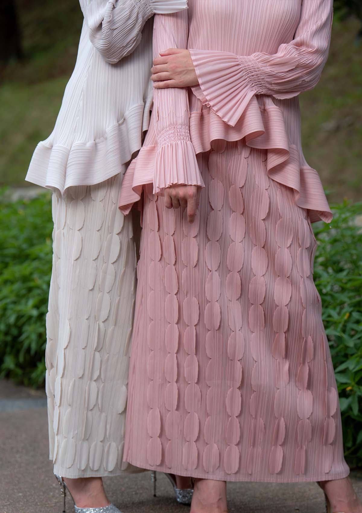 Savannah Blossom Pink Pleated Kurung Set