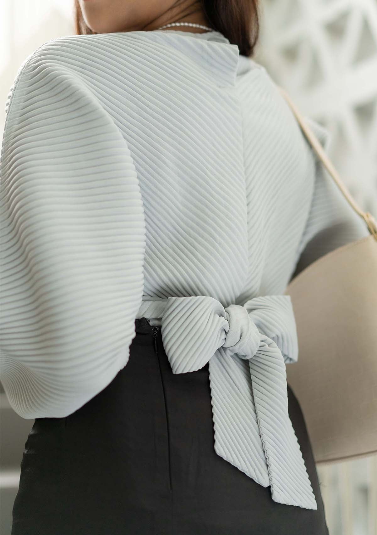 Raven Cloud Grey Pleated Relaxed Top