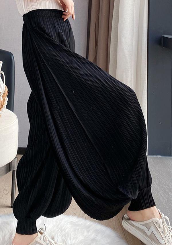 Ezekiel Black Harem Pleated Pants - xanderkloths