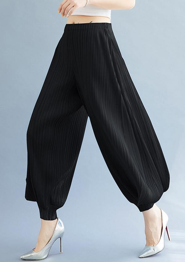 Ezekiel Black Harem Pleated Pants - xanderkloths