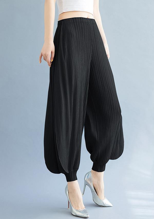 Ezekiel Black Harem Pleated Pants - xanderkloths