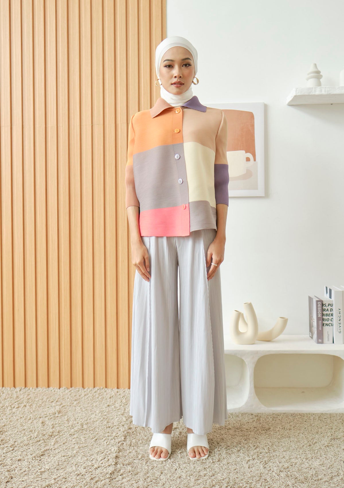 Hadley Pink Gradient Pleated Top