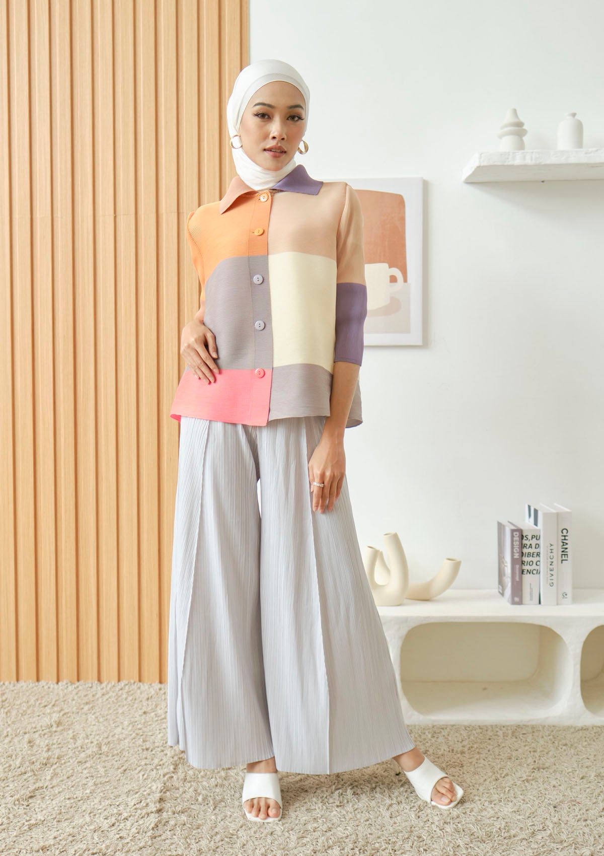 Hadley Pink Gradient Pleated Top