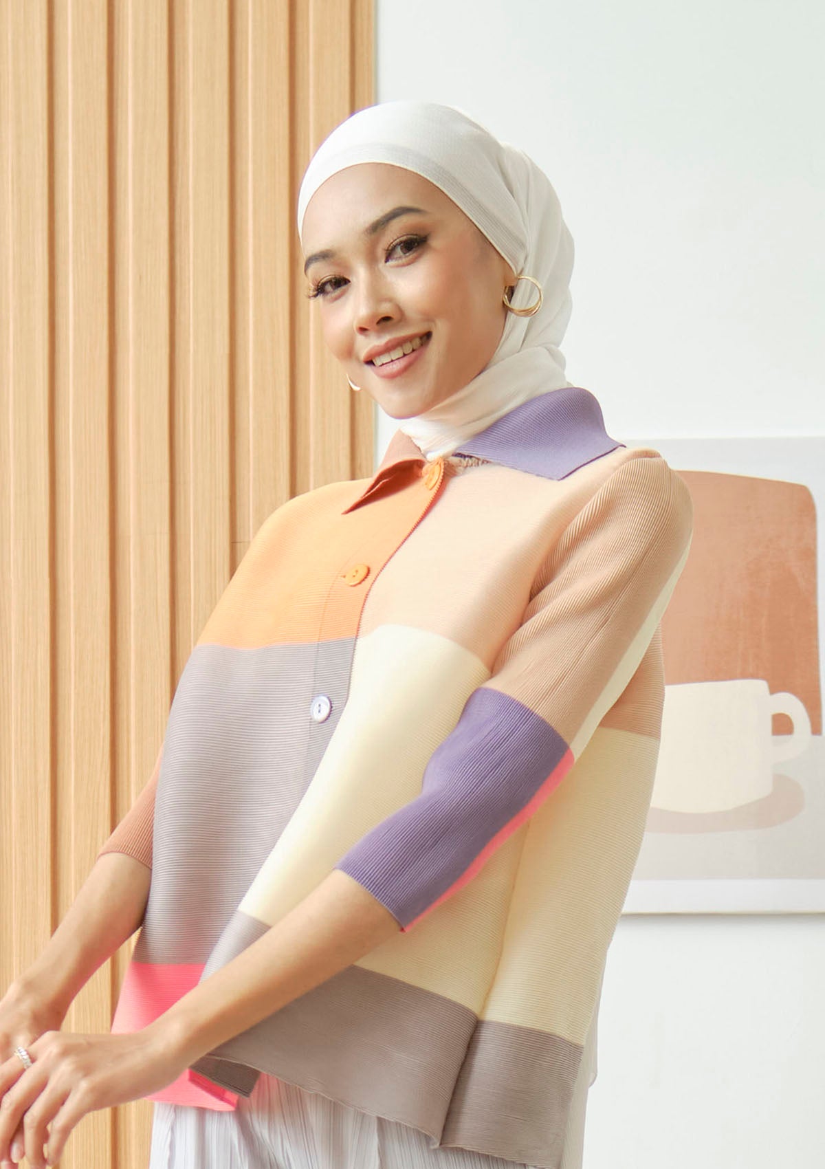 Hadley Pink Gradient Pleated Top