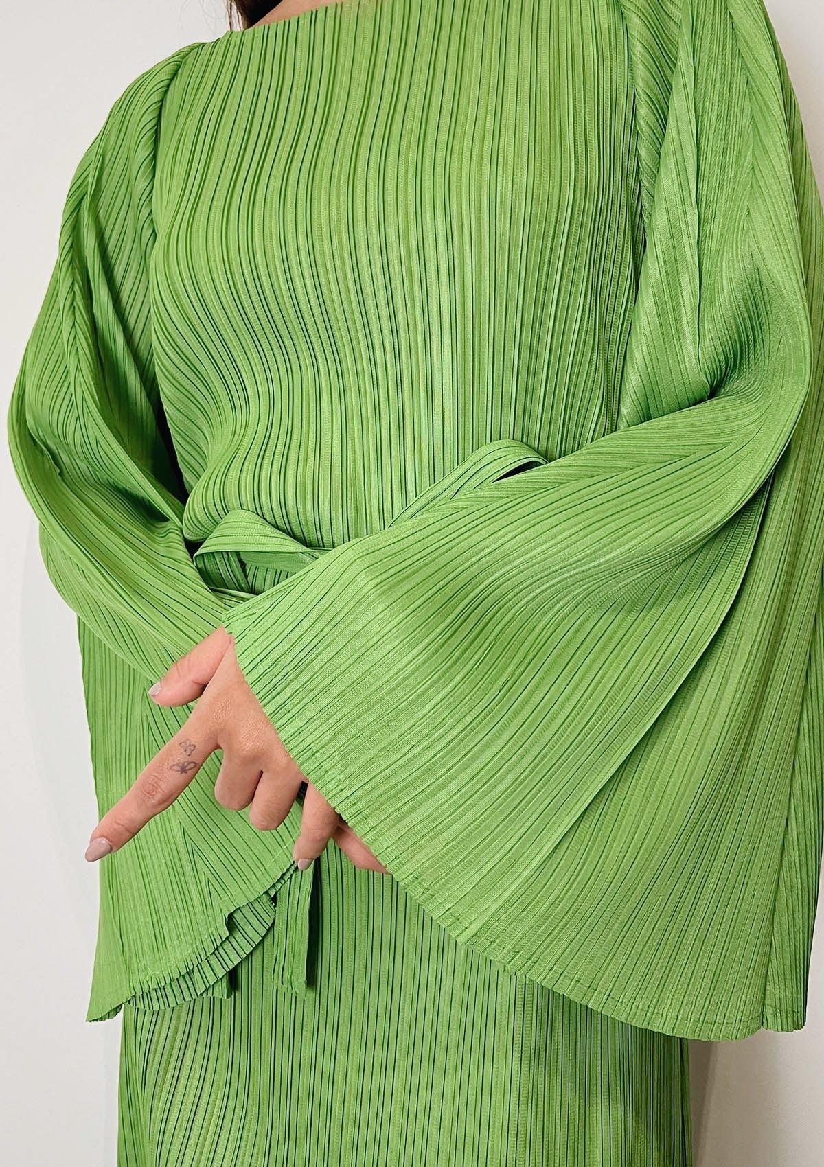 Novine Pear Green Pleated Dress