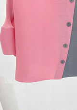 Jose Pink Colourblock Bell Sleeves Pleated Top