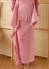 Noelle Rose Pink Reversible Asymmetric Pleated Skirt