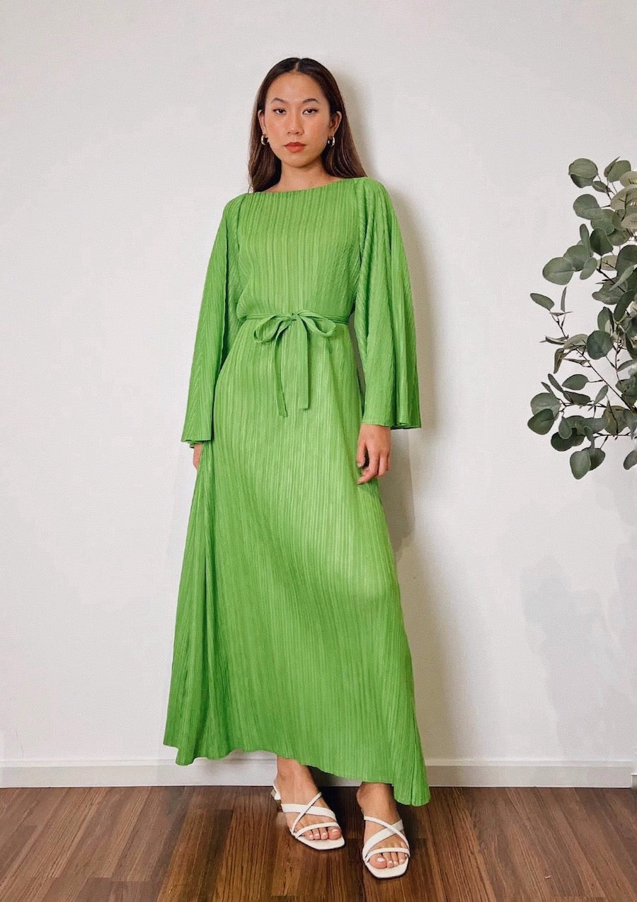 Novine Pear Green Pleated Dress
