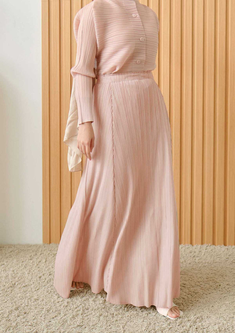 Alexi Salmon Pink Flare Pleated Skirt