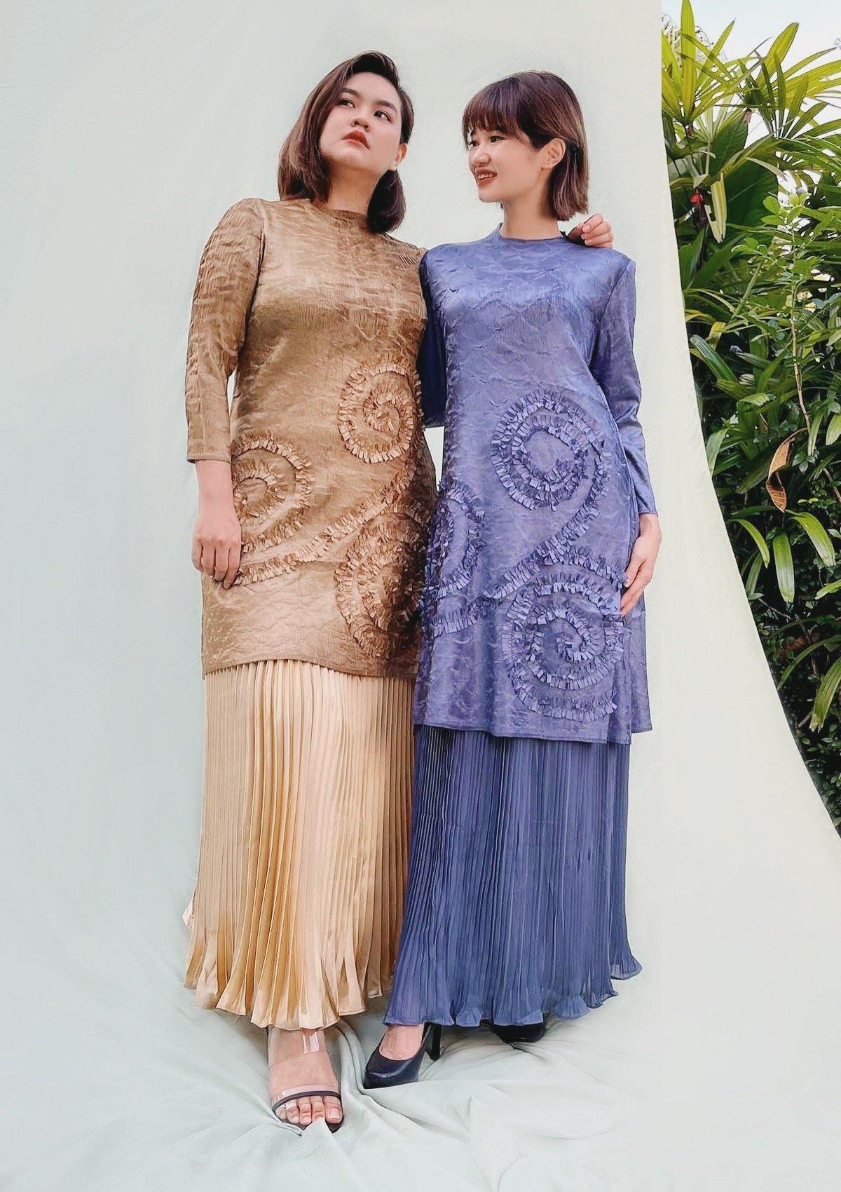 Alvane Premium Gold Structured Pleated Top & Skirt Set - xanderkloths