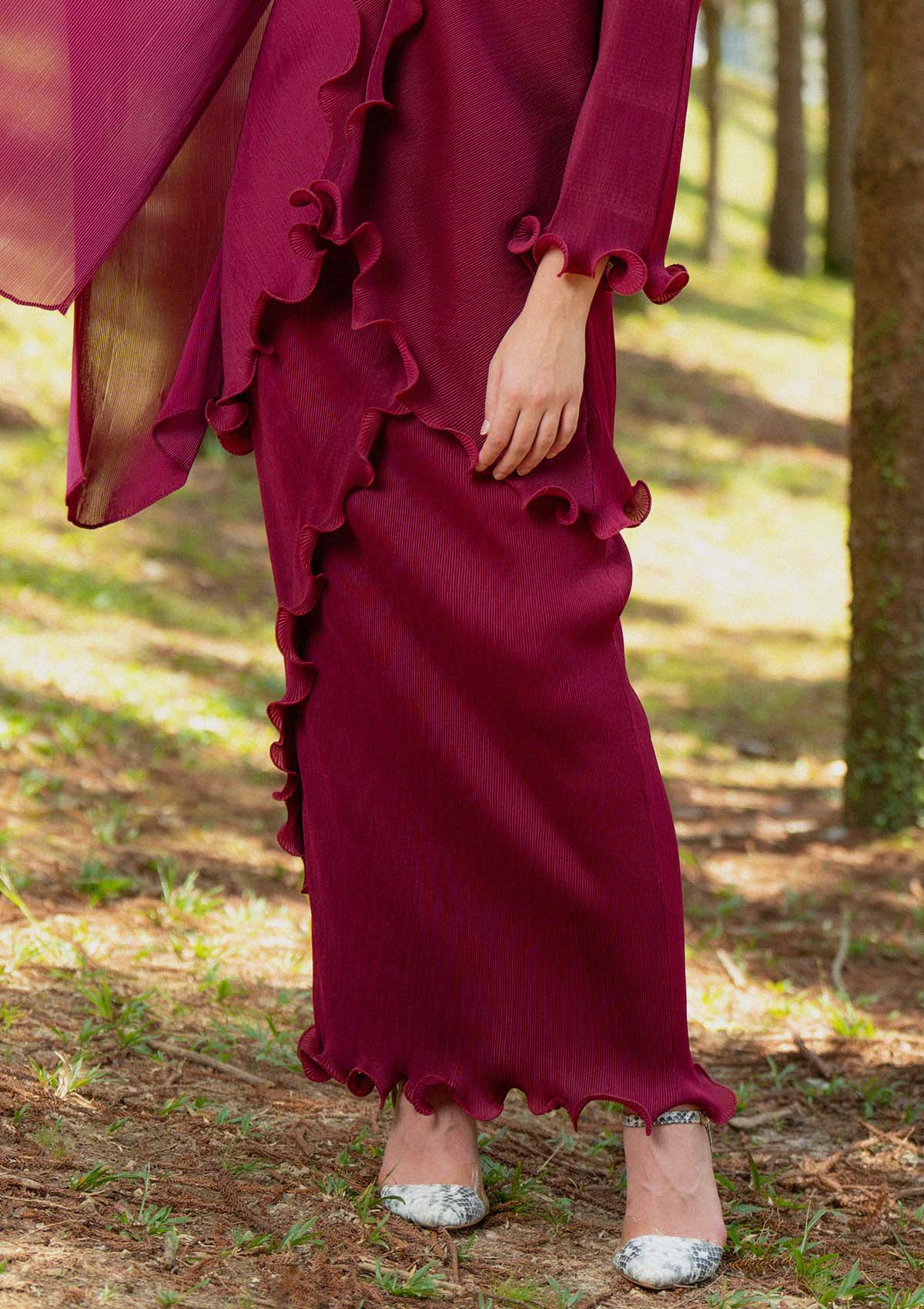Aria Maroon Red Kurung Set