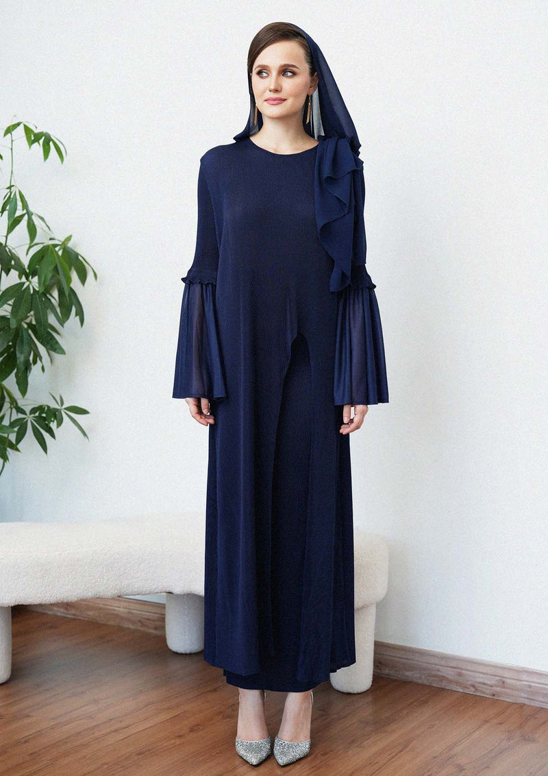 Citra Royal Blue Pleated Kurung Set