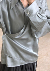 Clarence Blue Wrap Button Shirt Blouse - xanderkloths