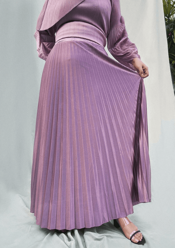Edith Dusty Pink Long Pleated Skirt - xanderkloths