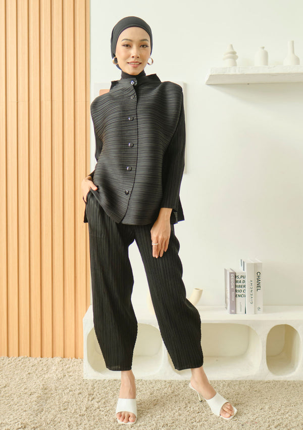 Georgia Black Band Collar Blouse