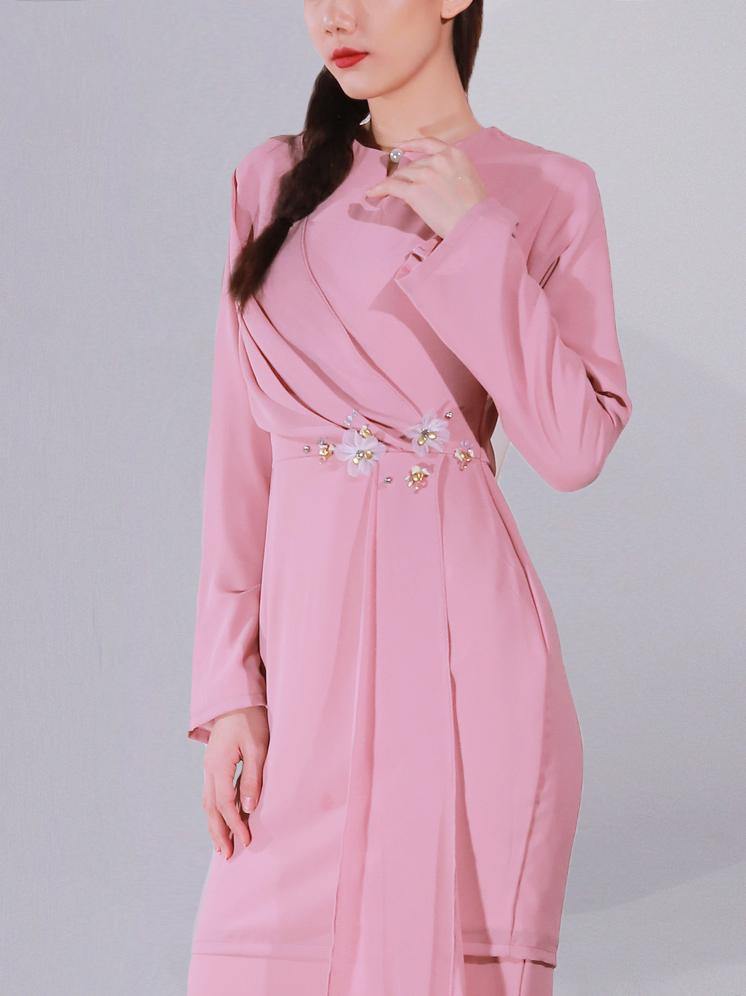 Bianca Dusty Pink Embellished Dress - xanderkloths