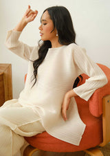 Julian Nude Asymetrical Pleated Top