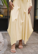 Linette Pale Yellow Pleated Dress