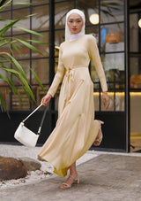 Linette Pale Yellow Pleated Dress