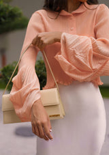 Lovena Tangerine Ruffled Sleeves Top