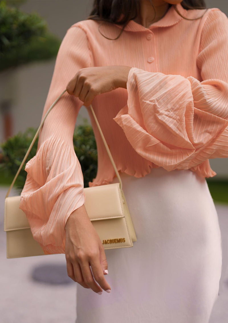Lovena Tangerine Ruffled Sleeves Top