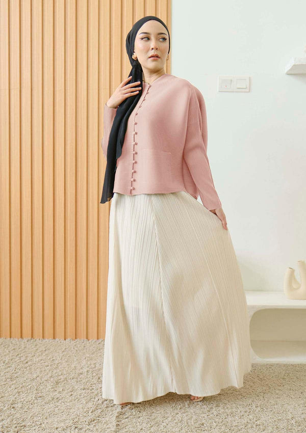 Riley Salmon Pink Front Pocket Pleated Top