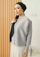 Riley Grey Front Pocket Pleated Top
