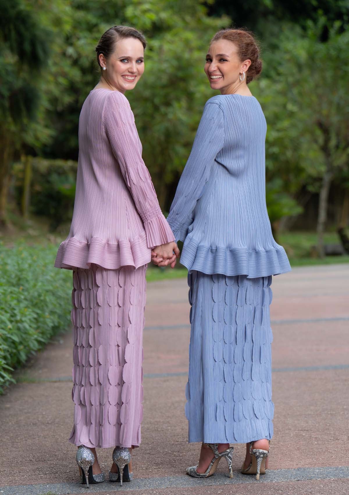 Savannah Mauve Pink Pleated Kurung Set