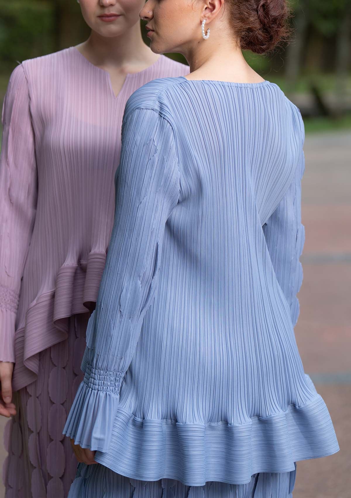 Savannah Cloudy Blue Pleated Kurung Set