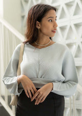 Raven Cloud Grey Pleated Relaxed Top