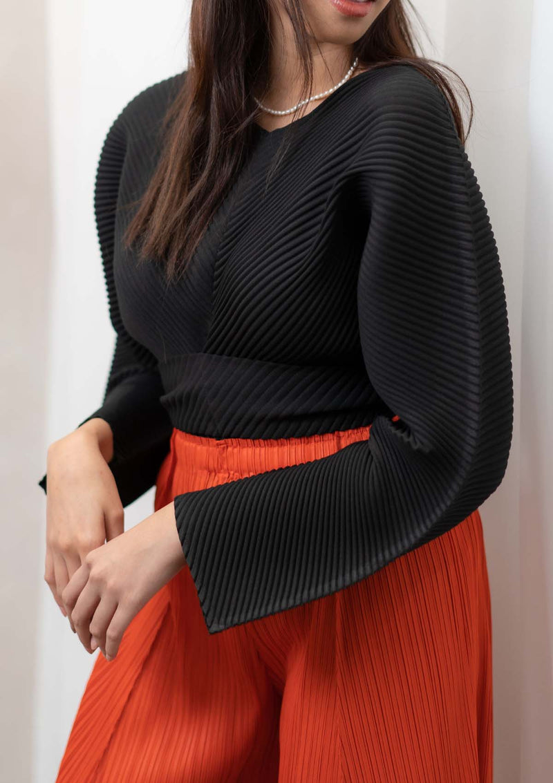 Raven Black Pleated Relaxed Top