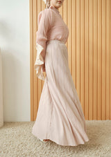 Alexi Pink Beige Flare Pleated Skirt