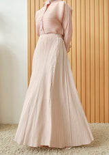 Alexi Pink Beige Flare Pleated Skirt