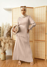 Arabella Khaki Ribbon Pleated Top & Skirt Set
