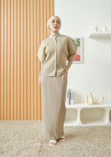 Cicia Champagne Pleated Full Length Skirt