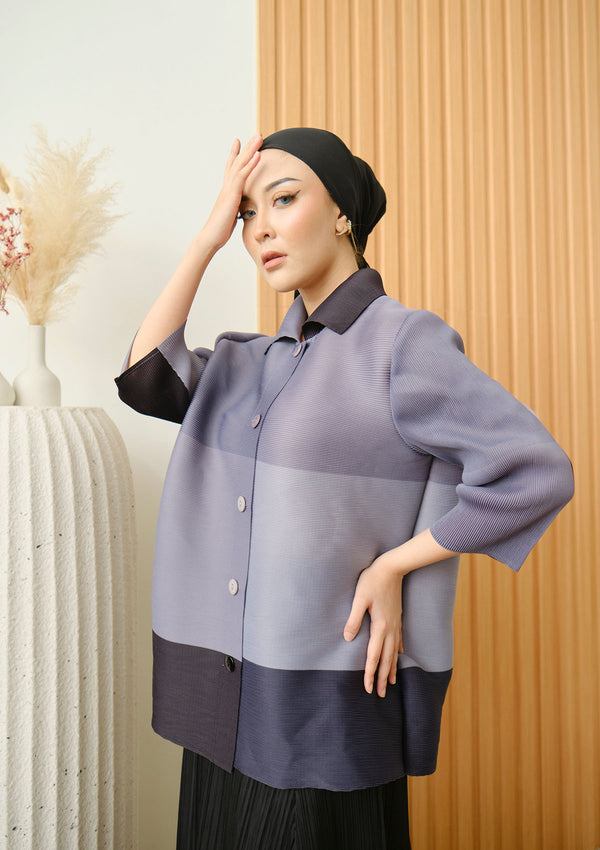 Hadley Grey Gradient Pleated Top