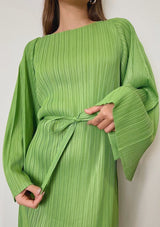 Novine Pear Green Pleated Dress
