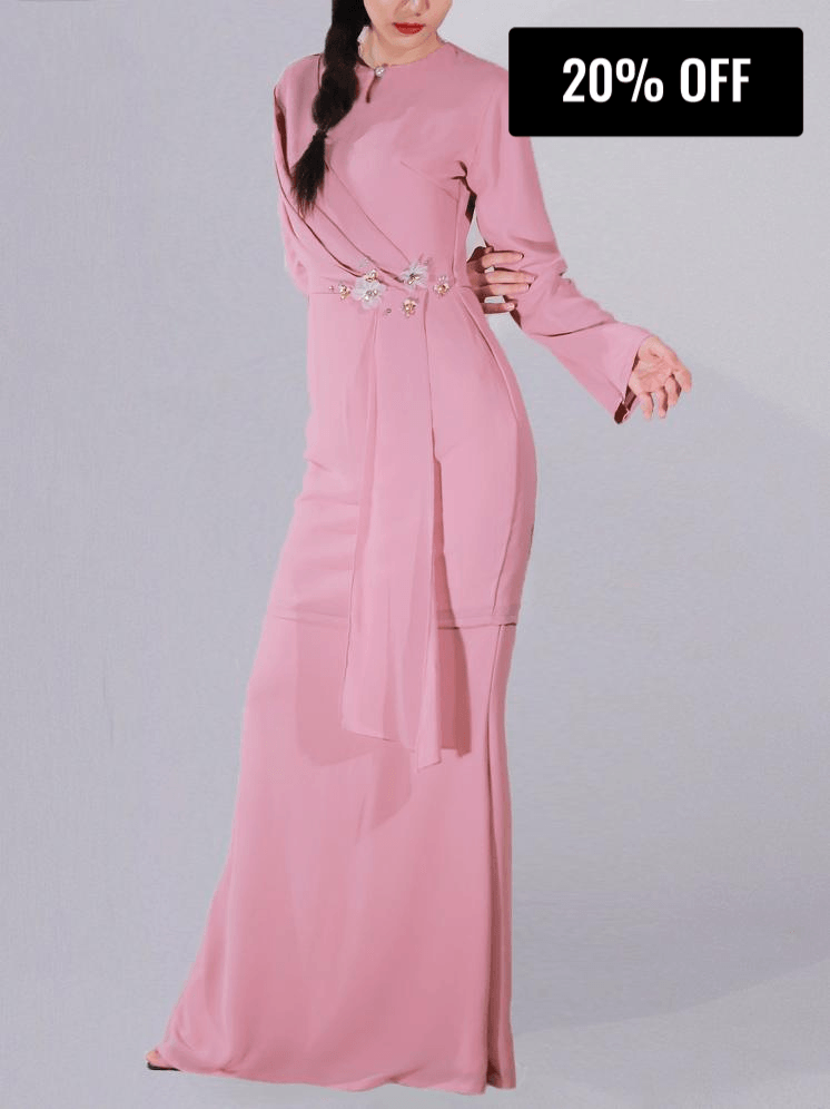 Bianca Dusty Pink Embellished Dress - xanderkloths