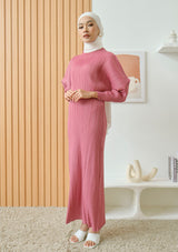 Juniper Rose Pink Puff Sleeves Pleated Dress