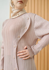 Kaxie Khaki Button Pleated Long Dress