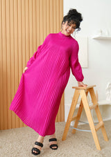 Maddy Rose Pink Pleated Long Dress